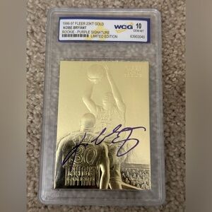 1996-97 Fleer 23KT Gold KOBE BRYANT Rookie Card WCG 10 Gem Mint Purple Sig